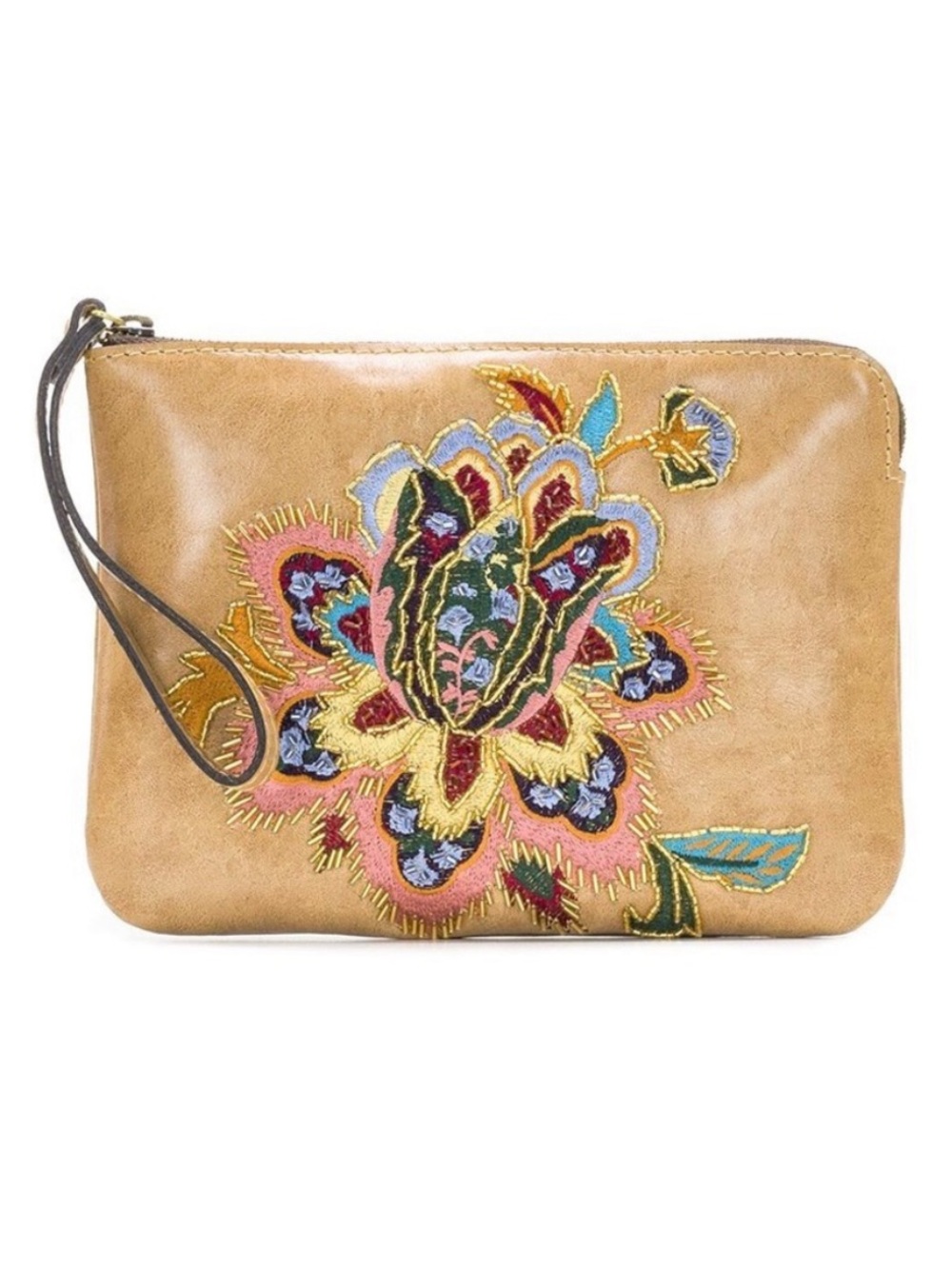 Patricia Nash Cassini Floral Embroidered Beaded Pouch Wristlet